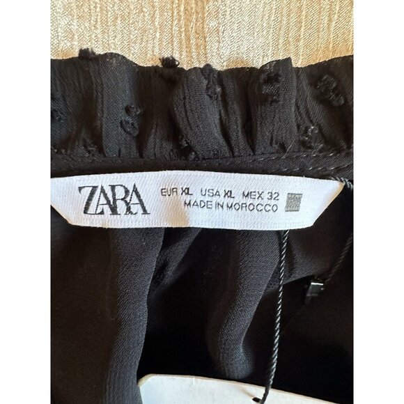 NEW ZARA POLKA DOT MINI DRESS VNeck Ruffle Short Sleeve Sheer Tulle Sz XL Trendy - Picture 5 of 7